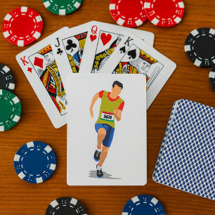Cartas de juego de hombres que manejan atletismo