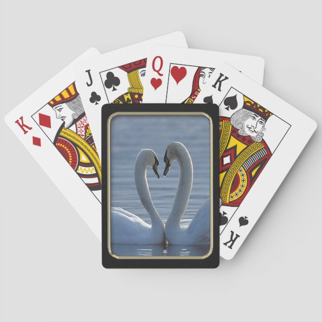 Cartas de juego de imágenes de Swan Heart Photo (Reverso)