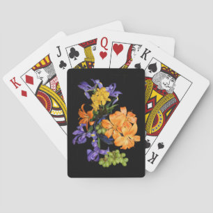 Cartas de juego de iris, lirios y uvas verdes