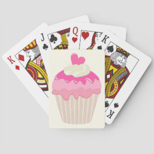 Cartas de juego de juego de pasteles rosados que c