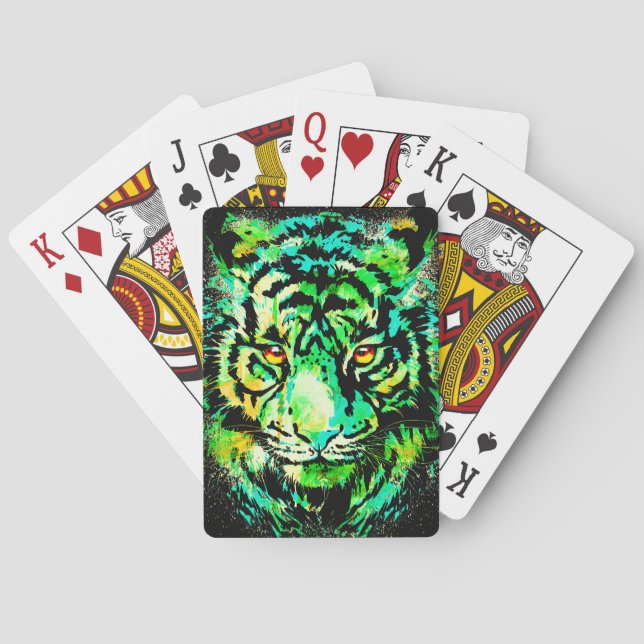 Cartas de juego de la cabeza del tigre - Cara verd (Reverso)