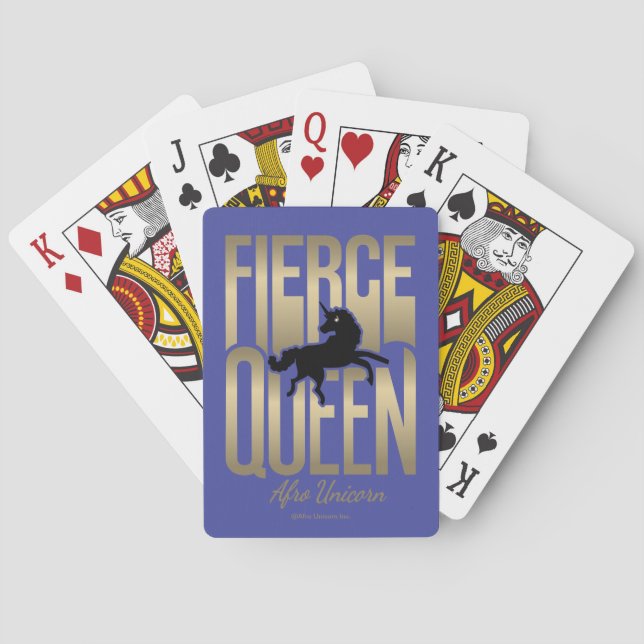 Cartas de juego de la Reina Feroz de Afro Unicorni (Reverso)