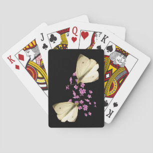 Cartas de juego de las flores de mariposa y rosa