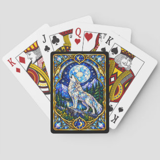 Cartas de juego de lobo de vidrio emplomado