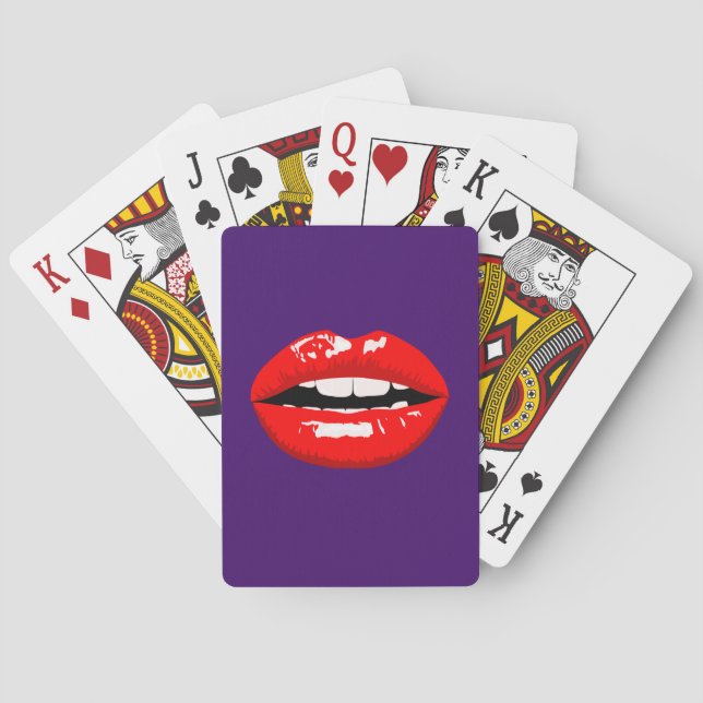 Cartas de juego de los labios rojos brillante (Reverso)