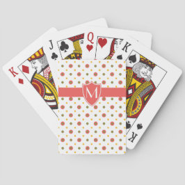 Cartas de juego de los puntos rojos del polka blan