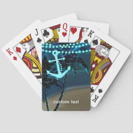 Cartas de juego de luces de playa con ancla y palm