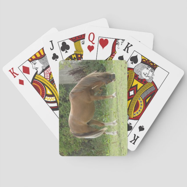 Cartas de juego de manitas de caballos marrones de (Reverso)