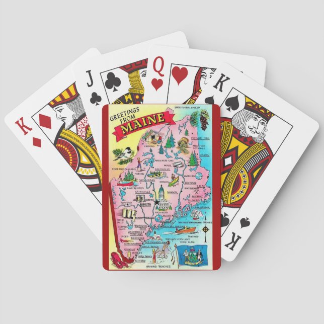 Cartas de juego de mapa antiguo de Maine (Reverso)