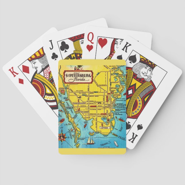 Cartas de juego de mapa antiguo de San Petersburgo (Reverso)