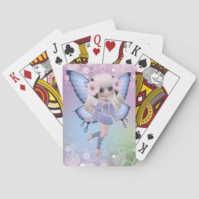 Cartas de juego de mariposa de la princesa rubia (Reverso)