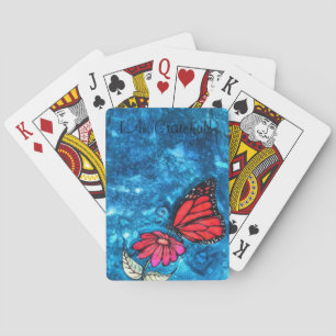 Cartas de juego de mariposa monarca de gratitud: P