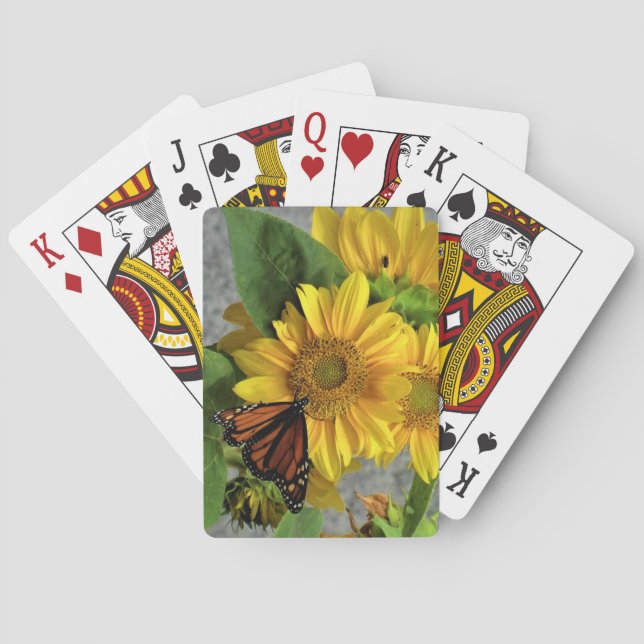 Cartas de juego de mariposas girasol y monarca (Reverso)