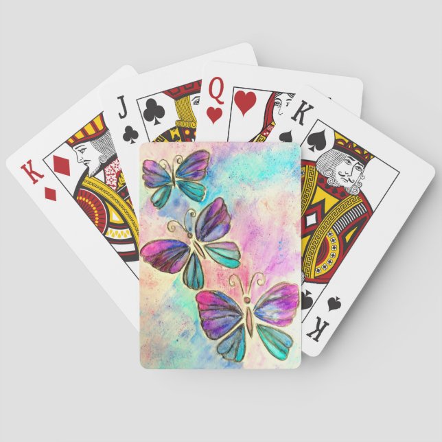 Cartas de juego de mariposas voladoras (Reverso)
