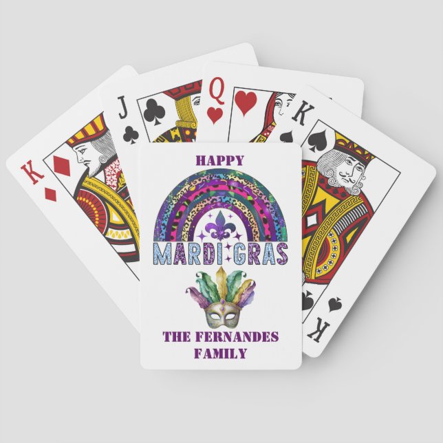 Cartas de Juego de Máscara y Arcoíris de Mardi Gra (Reverso)