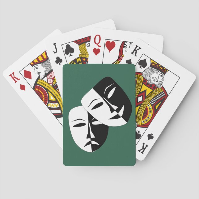 Cartas de juego de máscaras de teatro de comedia y (Reverso)