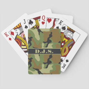 Cartas de juego de monograma caqui, negro, marrón