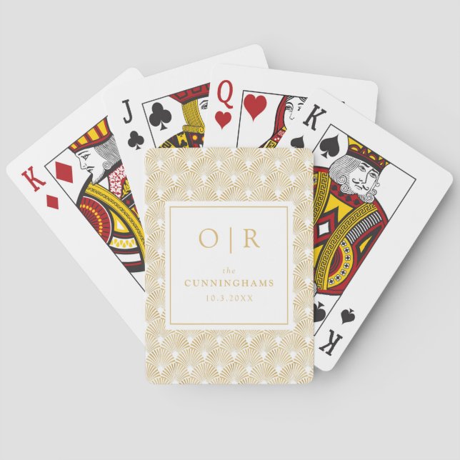 Cartas de juego de monograma de Boda Art Deco (Reverso)