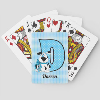 Cartas de juego de niños monogramados de Perro Azu