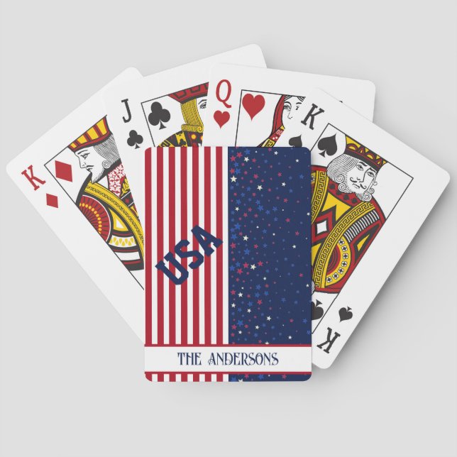 Cartas de juego de nombre patriótico de la familia (Reverso)