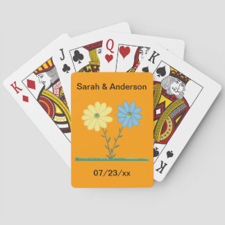 Cartas de juego de novias con flores de margarita 