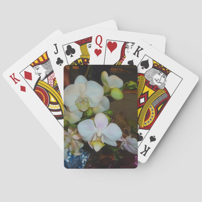 Cartas de juego de orquídeas blancas (Reverso)