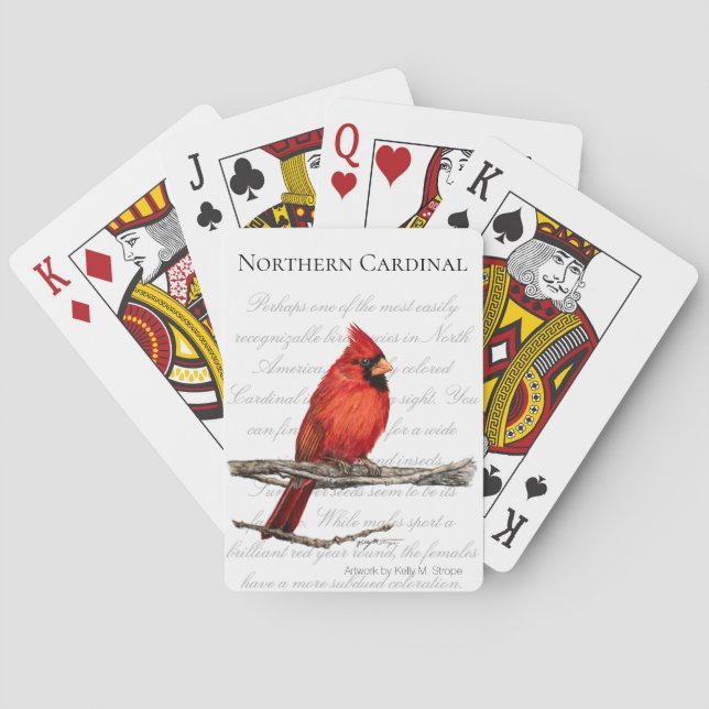 Cartas de juego de pájaros del cardenal norte (Reverso)