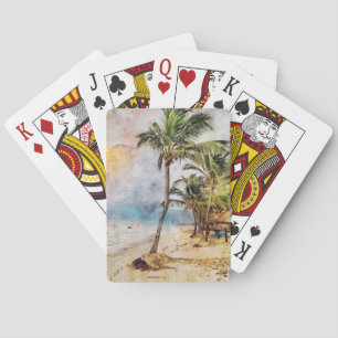 Cartas de juego de palmeras tropicales