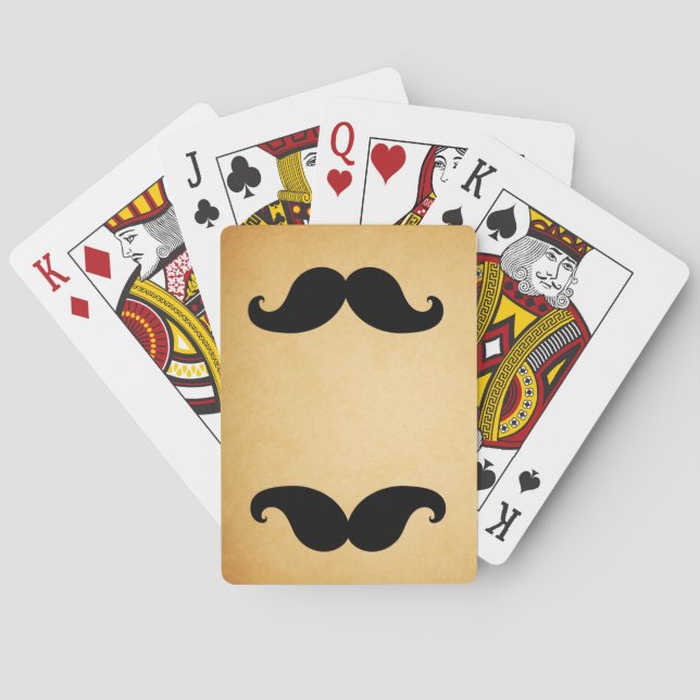 Cartas de juego de papel de color negro con bigote (Reverso)