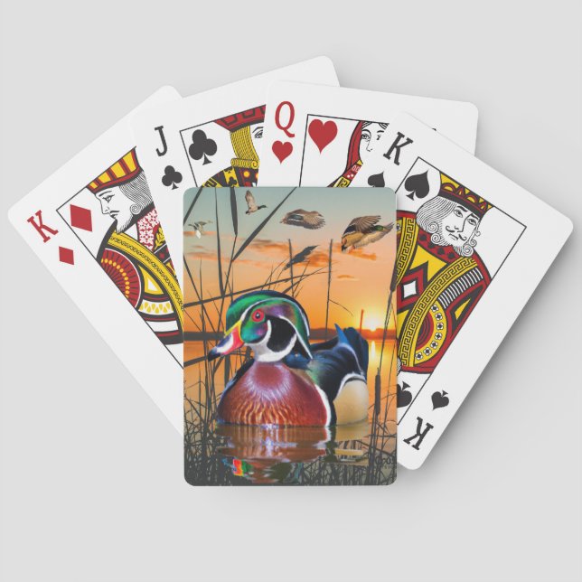 Cartas de juego de pato de madera, Mallard volador (Reverso)