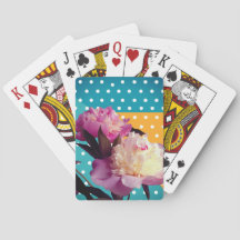 Cartas de juego de peones y puntos rosados