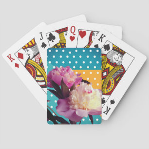 Cartas de juego de peones y puntos rosados