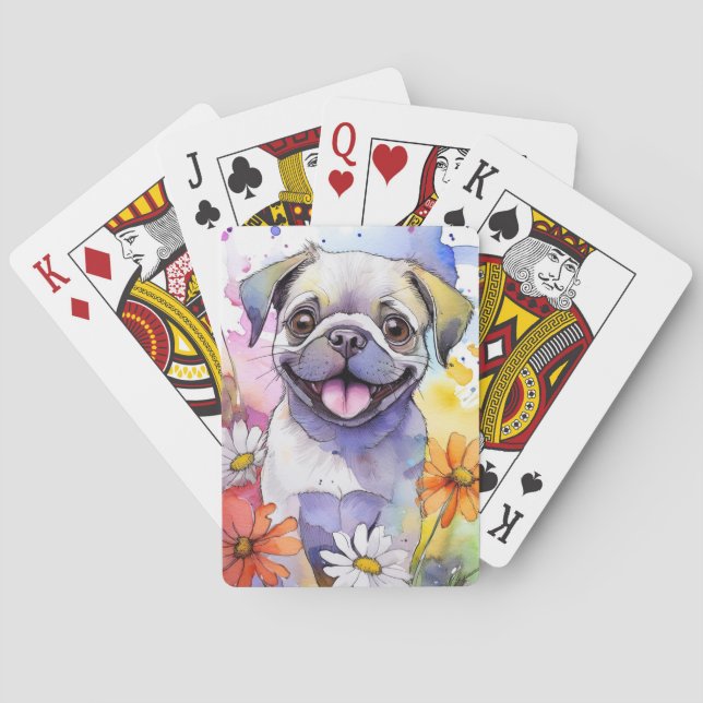 Cartas de juego de perro de pug (Reverso)