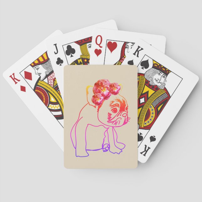 Cartas de juego de perros copiosos y buldog france (Reverso)