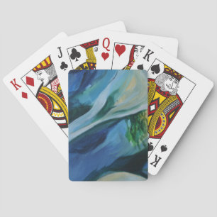 Cartas de juego de pintura abstracta azul y verde 