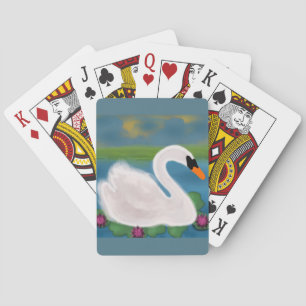 Cartas de juego de pintura de cisne blanco