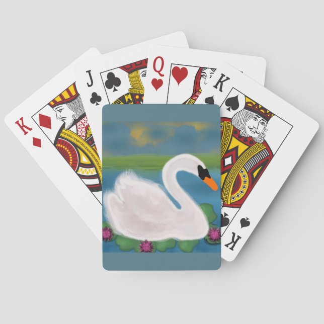 Cartas de juego de pintura de cisne blanco (Reverso)
