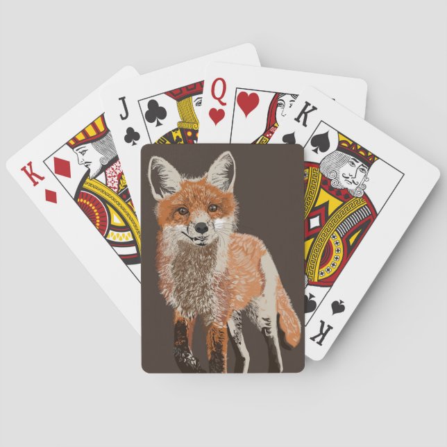Cartas de juego de pintura de Red Fox Adorable (Reverso)