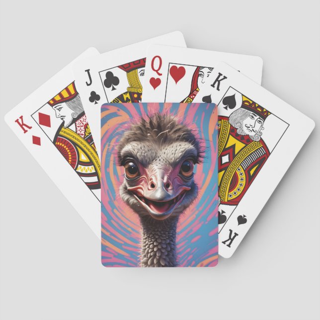 Cartas de juego de póquer clásicas de avestruz div (Reverso)
