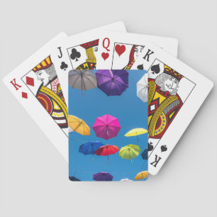 Cartas de juego de póquer de paraguas coloridas