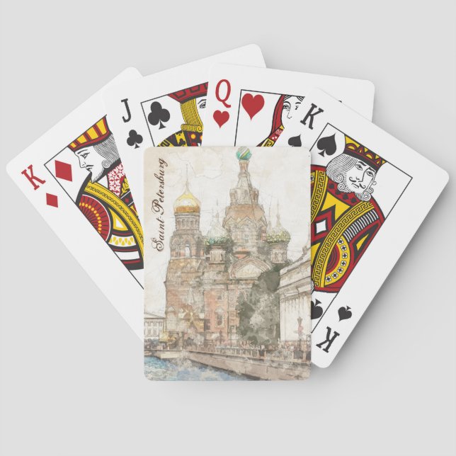 Cartas de juego de póquer de Rusia en San Petersbu (Reverso)