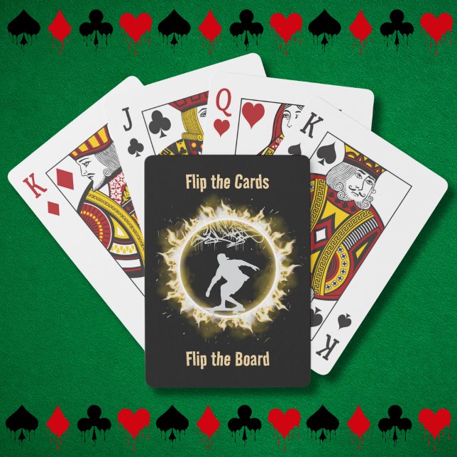 Cartas de juego de póquer salvajes de patinaje sob (Yellow Fire Skate Wild Poker Playing Cards)