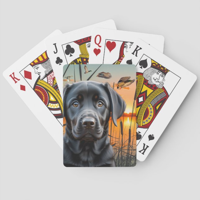 Cartas de juego de porcino negro de labrador (Reverso)
