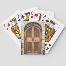 Cartas de juego de puertas de madera tallada