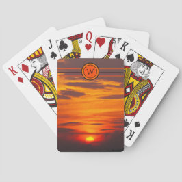 Cartas de juego de puesta de sol inicial naranja r