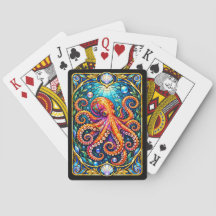 Cartas de Juego de Pulpo de Vidrio Emplomado