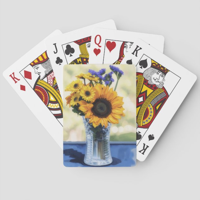 Cartas de Juego de Ramo Floral de Girasoles (Reverso)
