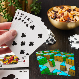 Cartas de juego de rompecabezas de cubos geométric