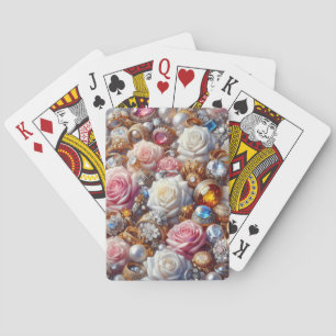 Cartas de juego de rosa y joyería personalizadas