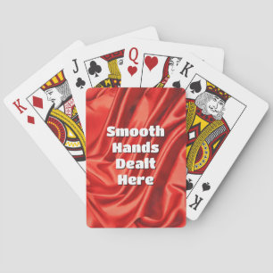 Cartas de juego de seda roja para manos sin proble